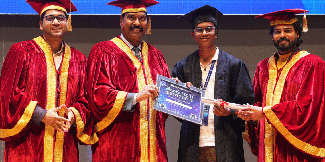 T-Hubలో గుండు చేతన్ మణి తేజ్‌కు AI గ్రాడ్యుయేషన్ పట్టా ప్రధానం